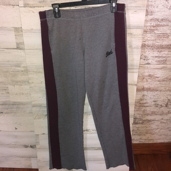 PINK VICTORIA’S SECRET sweatpants gray blue and burgundy size small boyfriend​​​ - Picture 3 of 10